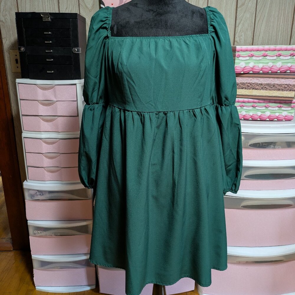 Pretty in Peasant Style Green Dress